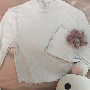 Bell sleeve high neck top